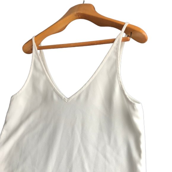 American Apparel White Crepe V-neck Flowy Tank Top - Picture 8 of 12